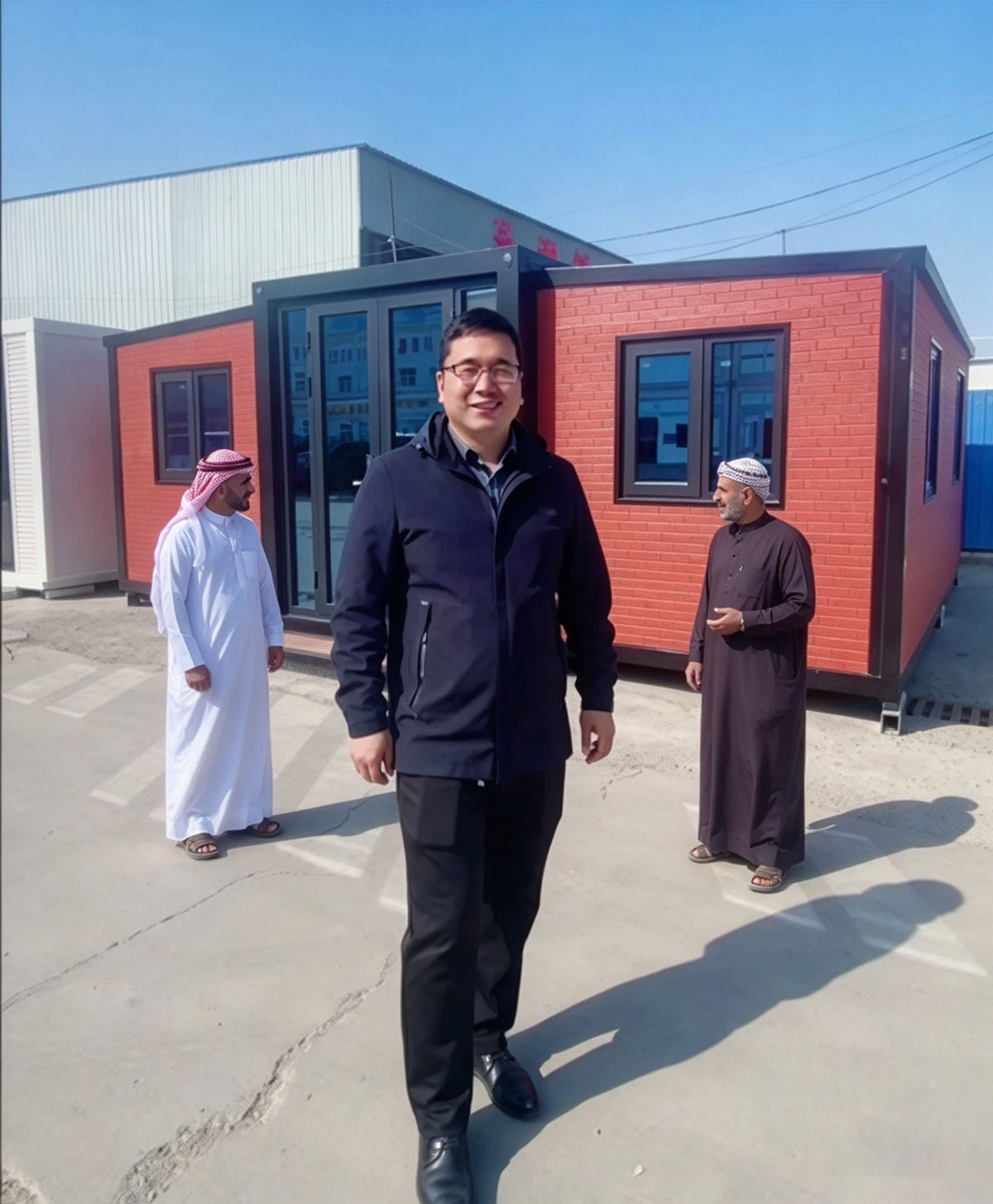 Saudi Client Visit: Our Prefabricated Foldable House, Red Brick Finish Showroom Model