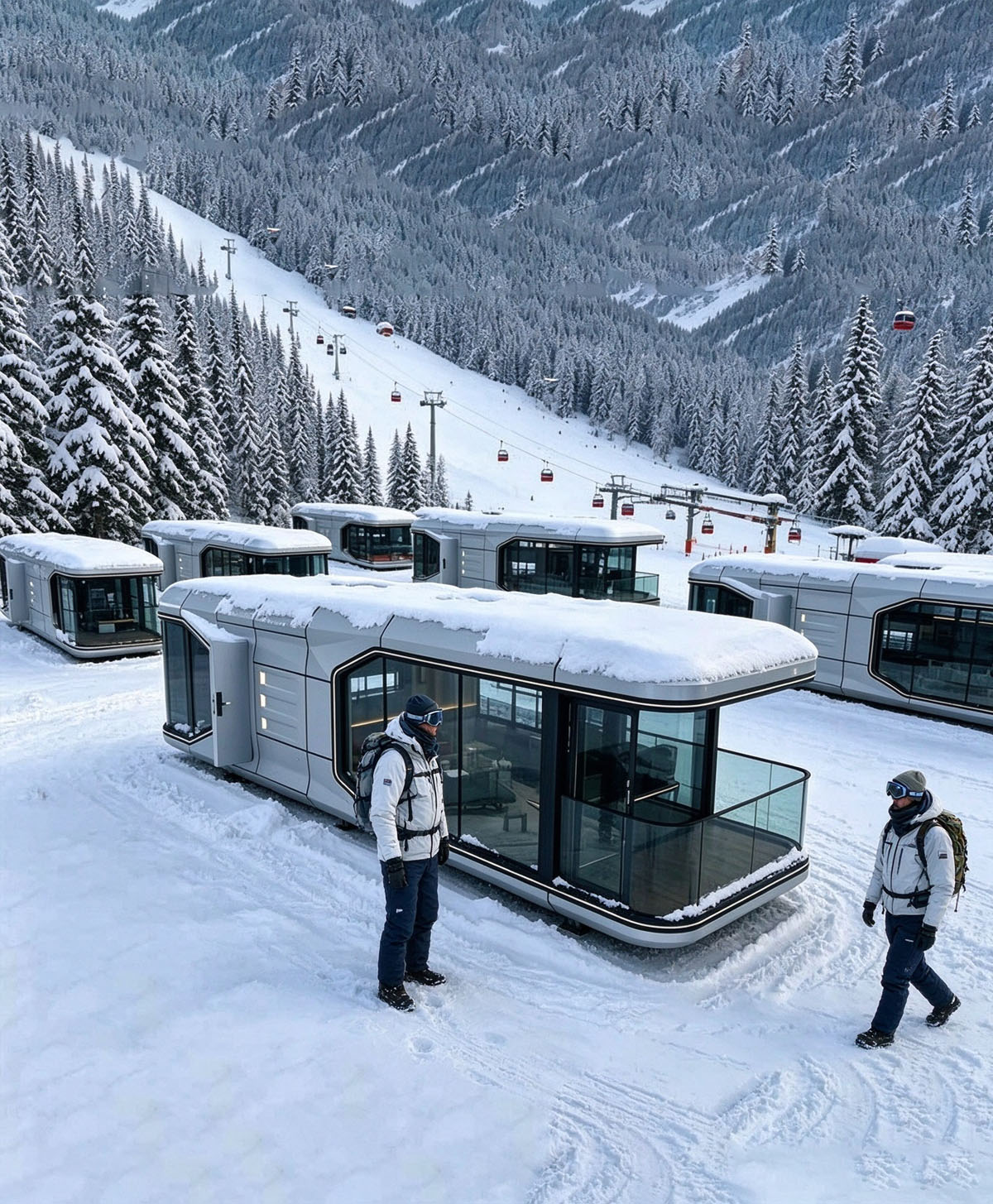 Austria Alpine Snowfield Real Shot: Our Prefabricated Foldable House, Premium Space-Cabin Homestay