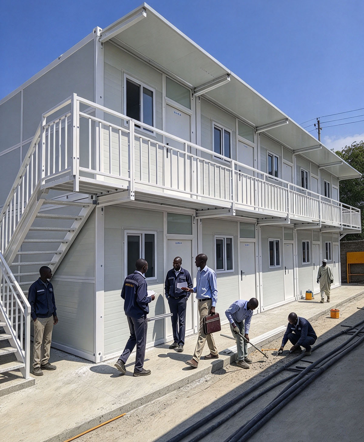 Kenya Construction Site: Our Prefabricated Foldable Container House, Two-Story Staff Barracks