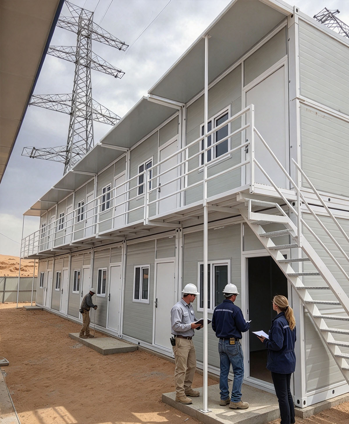 Saudi Arabia Desert Power Construction Site: Our Prefabricated Foldable Container House, Two-Story Modular Dormitory