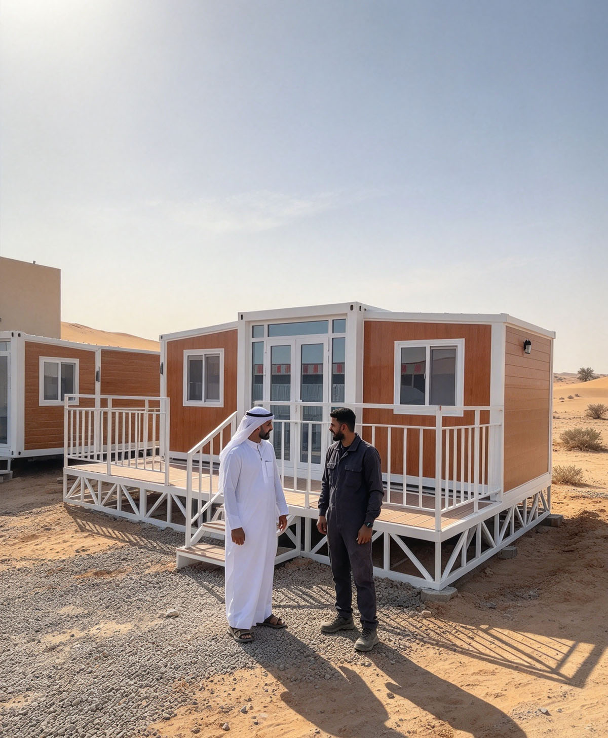 UAE Desert Scene: Our High-Temperature Resistant Foldable Prefab House, Outdoor On-Site Display