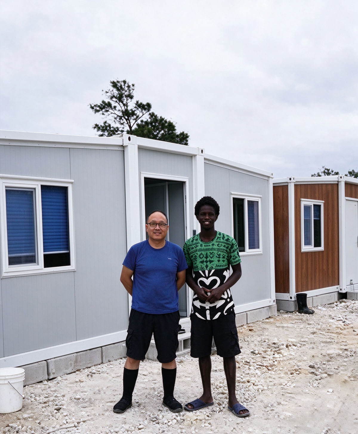 Tanzania Coastal Construction Site: Our Prefabricated Foldable Container House, On-Site Delivery Real Shot