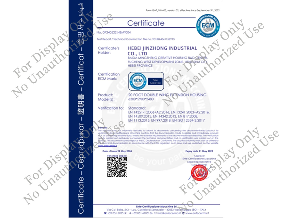 CE Certificate for Prefab House and Its Components