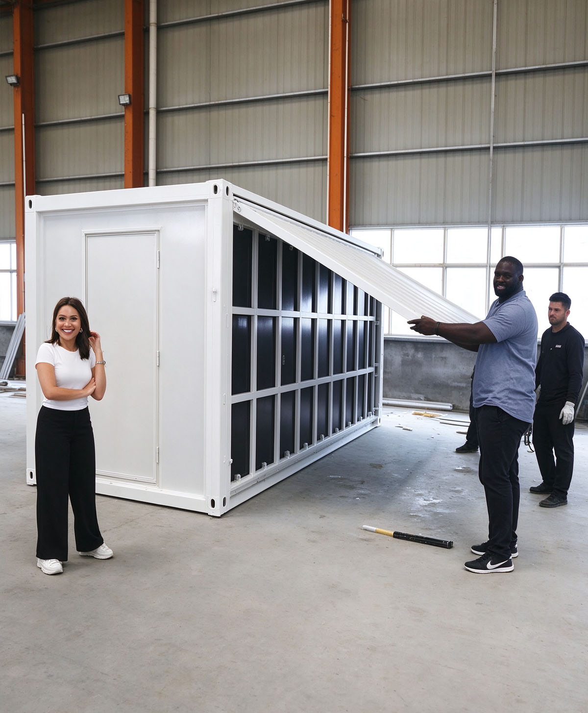 Dominican clients visited the factory for inspection! They experienced the expandable foldable container house on site.