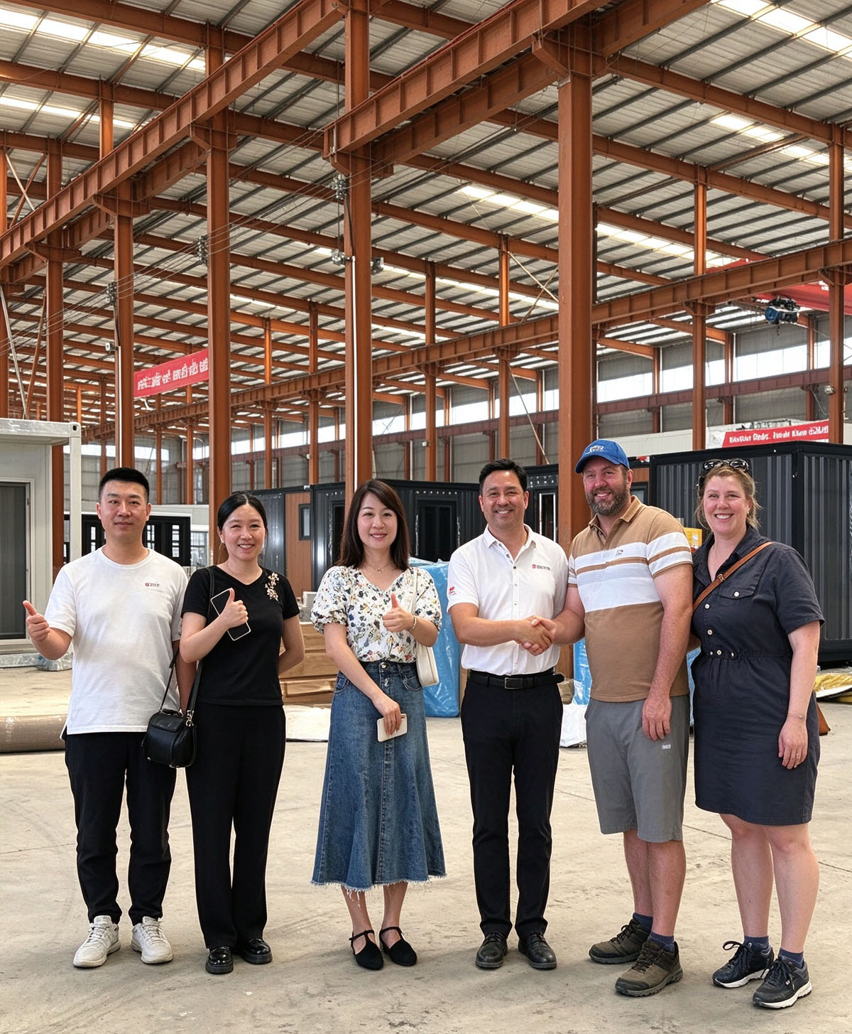 Australian clients came for an inspection! Our modular container houses have won high recognition from Australian clients.