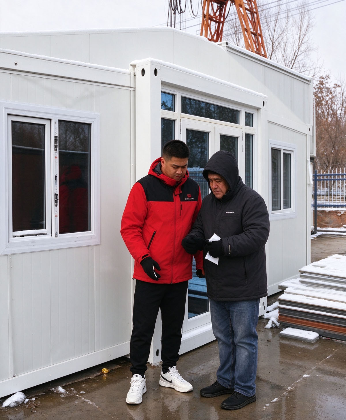 Mexican clients came for an inspection! They viewed our foldable expandable modular container house on site.
