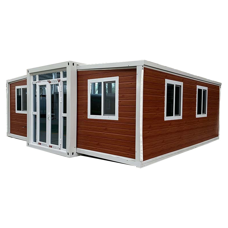 20ft Sloped Roof Double-Wing Foldable House, Mobile Prefab Homestay & Living Office, Custom Wall Thickness, Integrated Detachable Cabin