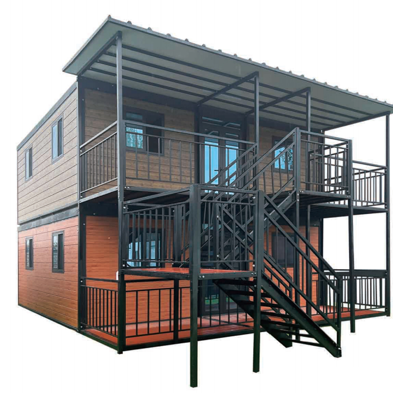 Two-Story Double-Wing Expandable Container House, Site Dormitory & Temporary Office, 2-Bedroom 1-Living Room Integrated Cabin with Bathroom, Scenic Homestay